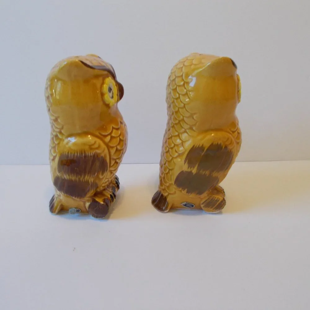 VTG Retro‎ Owl Ceramic Salt & Pepper Shakers Made in Japan